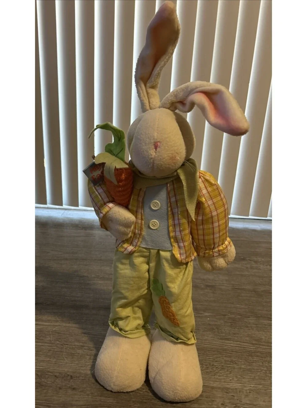 Set of 2,  24” Standing Easter Bunnies, Bowls Eggs Figurines Salt Pepper Shakers